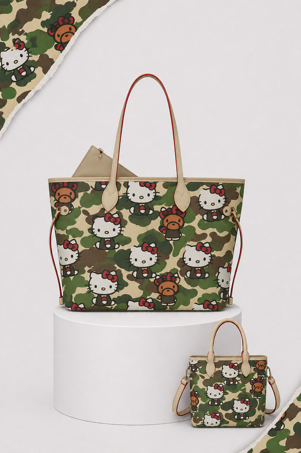 Green Camo x H Kitty Tote