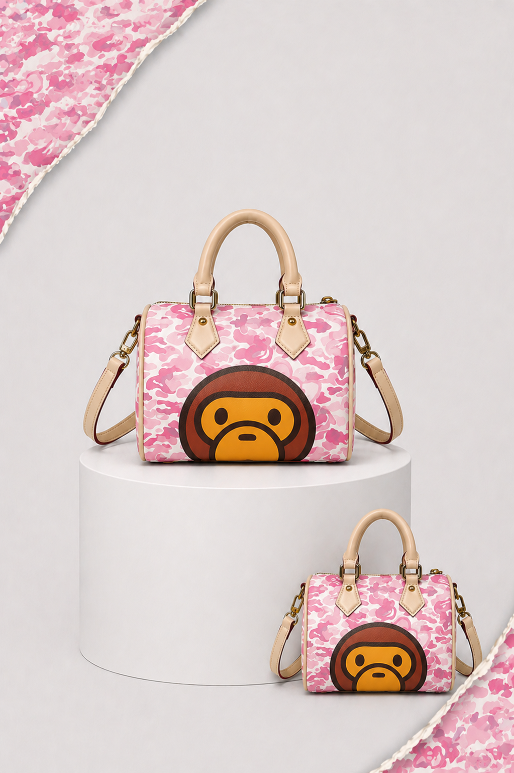 Ape x Pink Camo Pillow Bag