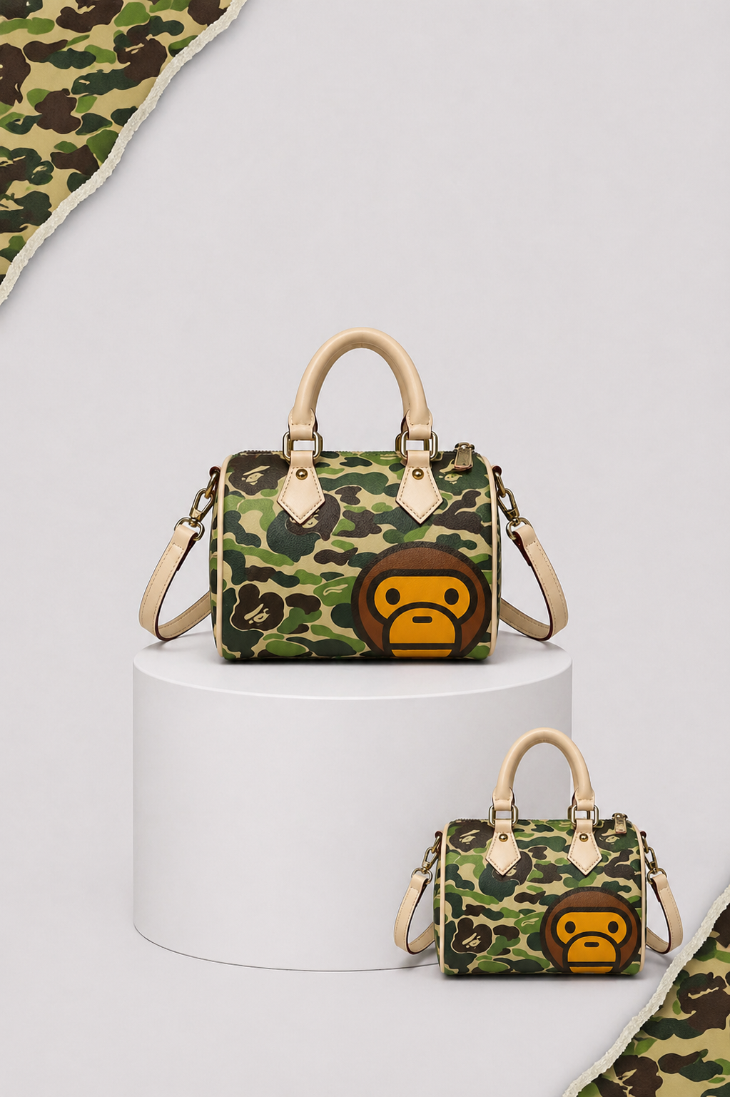 Ape x Green Camo Pillow Bag